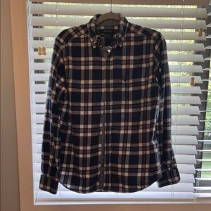 Nautica Men's Navy and White Checkered Shirt